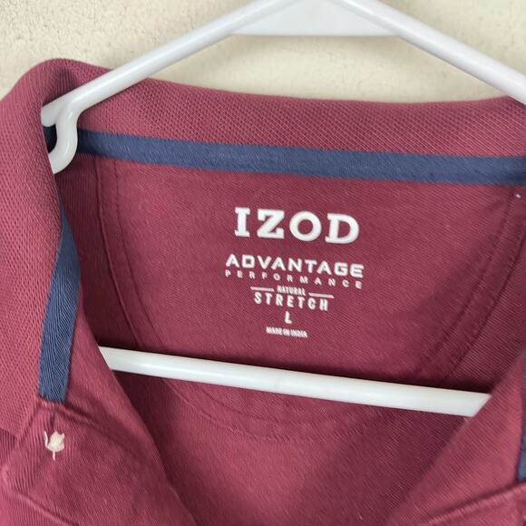 Izod Men's Advantage Performance Natural Stretch Cotton Blend Maroon Polo Large - Picture 6 of 6